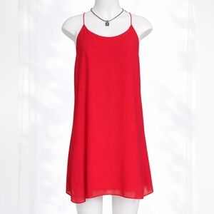 Red Polyester lined sleeveless dress size Large